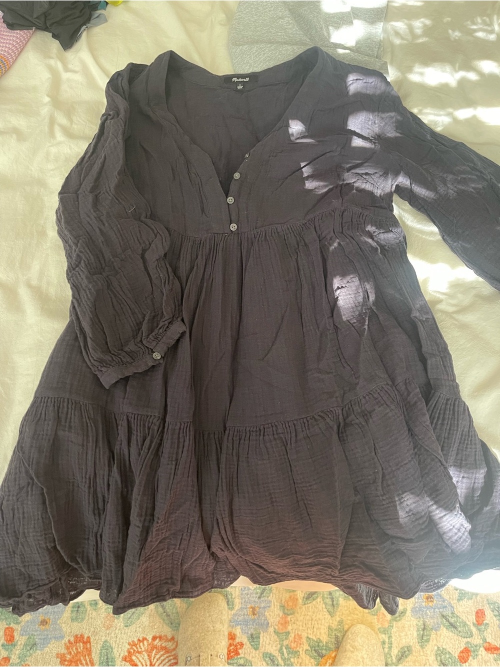 Madewell Black Tiered Mini Dress